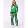 cheibear Christmas Elk Printed Plaid Loungewear Long Sleeve Tops with Pants Family Pajama Set - 2 of 4