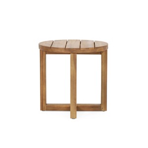 Hamel Outdoor Acacia Wood Circular Side Table Teak - Christopher Knight Home: Durable, Water-Resistant Patio Furniture - 1 of 4