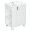 Akoasm 24 in. W Sink Bathroom Vanity Cabinet with Door Shelf, Side Open Storage and Solid Wood Frame-White - 2 of 4