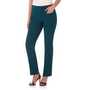 Rekucci Women's Pull-On Straight Leg Pants with Pockets & Tummy Control – Office Workwear Stretch Trousers - 1 of 4