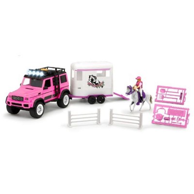 pink truck and horse trailer toy