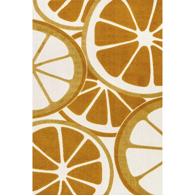 Nuloom Adira Graphic 4x6 Indoor/Outdoor Area Rug for Living Room Patio Deck Front Porch Kitchen, Orange/White