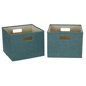 Storage Cubes 2 pack, Blended Poly-Cotton Canvas, Foldable Fiberboard Frame with Cut-out Handles - 1 of 4
