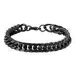 Men's West Coast Jewelry Blackplated Stainless Steel 8-Inch Curb Link Chain Bracelet