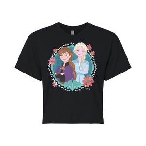 Women's - Frozen 2 - Circle Of Sisters Anna & Elsa Cropped Graphic T-Shirt - 1 of 4