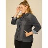 Agnes Orinda Women's Plus Size Button Front Chest Pockets Washed Casual Jean Jackets - 4 of 4