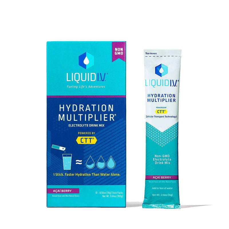 Liquid I.V. Hydration Multiplier Vegan Powder Electrolyte Supplements - Acai Berry - 0.56oz each/10ct, 1 of 10
