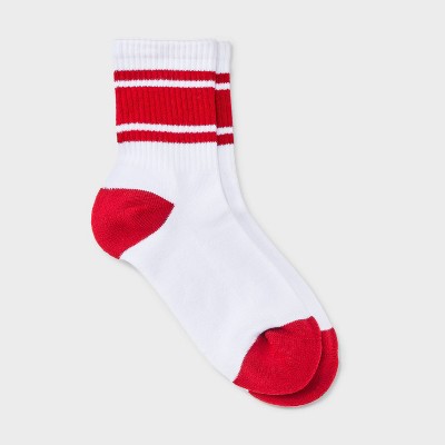 Women's Game Day Varsity Stripe Ribbed Cushioned Mid Crew Socks - Wild Fable™