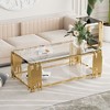 Dolonm 51" Modern Rectangle Coffee Table with Tempered Glass Top & Gold Stainless Steel Legs for Living Room - 2 of 4