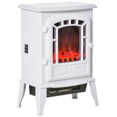 ChicFurnit Indoor Fireplaces 22" Freestanding Fireplace Fireplace Heater with Realistic Flames 750W/1500W for Living Room, White, 17"*12.25"*21.75"