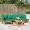 vidaXL Garden Lounge Set Bamboo and Green Bamboo, Polyester Medium - 2 of 4