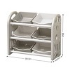 SEVOBAL Utility Storage Bins 12-Bin with 2-Tier Shelf Kids Toy Storage with Bookshelf for Playroom, Bedroom, Classroom, Blue, 30.03"*12.03"*10.06" - 3 of 4