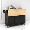 Kitchen Island with Drop Leaf, Solid Wood Top, Storage Cabinet, Drawers, Spice & Towel Rack, Adjustable Shelves, Mobile Prep Table for Dining Room - 3 of 4