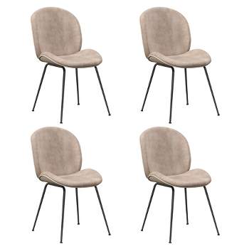 Tangkula Modern Dining Chairs Set of 4 Velvet Accent Chairs w/ Sturdy Metal Legs Coffee
