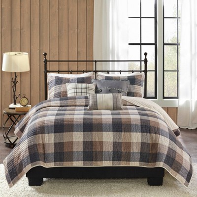 Madison Park 6pc Full/Queen Warren Herringbone Quilted Reversible Coverlet Set with Decorative Pillows Neutral: Lightweight Polyester Bedding Set — фото 4