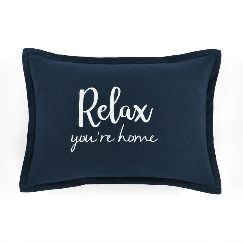 13&#34;x20&#34; &#39;Relax You&#39;re Home&#39; Family-Friendly Lumbar Throw Pillow Cover Navy - Lush D&#233;cor, 1 of 10
