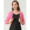 INSPIRE CHIC Women's Elegant 3/4 Sleeve Sheer Floral Lace Open Front Crop Shrug - 2 of 4