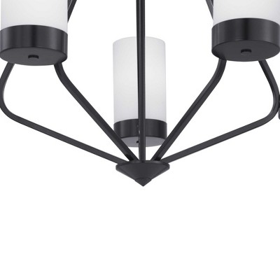 Elevate Matte Black 5-Light Steel Chandelier with Glass Shades