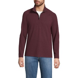 Lands' End Men's Long Sleeve Raglan Hybrid Quarter Zip - 1 of 3