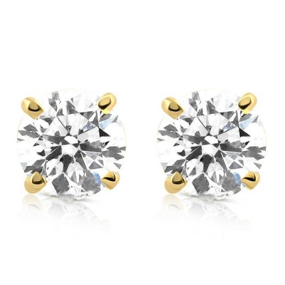 Pompeii3 1/2Ct Diamond Screwback Studs Lab Created Diamond Eco Friendly 14K Yellow Gold