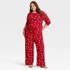 Women's Santa Print Ribbed Holiday Matching Family Pajama Pants - Wondershop™ Red - 3 of 4