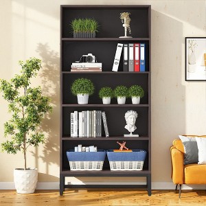 Kumasinova Modern 70.8 Inch Bookcase Tall 5-Tier Bookshelf with LED Lights for Living Room,Bedroom,Office,Black - 1 of 4