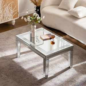 Airsurfer Medium Mirrored Glass Coffee Table Elegant Mirrored Glass Coffee Table Living Room Furniture for Modern Living Room Decor - 1 of 4