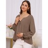 INSPIRE CHIC Womens Maternity High Low Tops Lantern Sleeve Boho Babydoll Ruffled Flowy Long Sleeve Pregnancy Blouse - 3 of 4