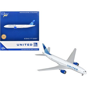 Boeing 777-200ER Commercial Aircraft with Flaps Down "United Airlines" White w/Blue 1/400 Diecast Model Airplane by GeminiJets - 1 of 3