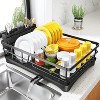 Attop Dish Drying Rack for Kitchen Counter - Large Dish Rack with Drainboard, Rustproof Dish Drainer with Utensil Holder for Sink, Black - 2 of 4