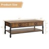41" Coffee Table with 2 Storage Drawers, Rustic Coffee Tables w/Storage Shelf and Metal Legs, - 3 of 4