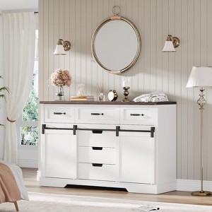 Jojoka 6 Drawers Dresser for Bedroom,Farmhouse Modern Dressers with Sliding Barn Doors for Bedroom - 1 of 4