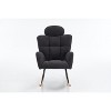 Grungis Teddy Fabric Upholstered Accent Chair with High Backrest,Modern Arm Chair with Pillow,Rocking Glider Accent Chair for Living Room,Ivory - 3 of 4