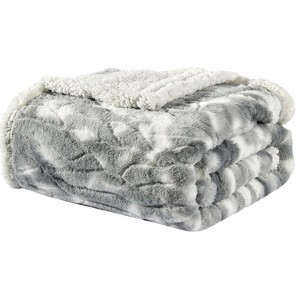 Plazatex Alaska Decorative Super Soft Throw Blanket for Sleep/Decor 2 Pack 50" x 60" Grey - 1 of 4