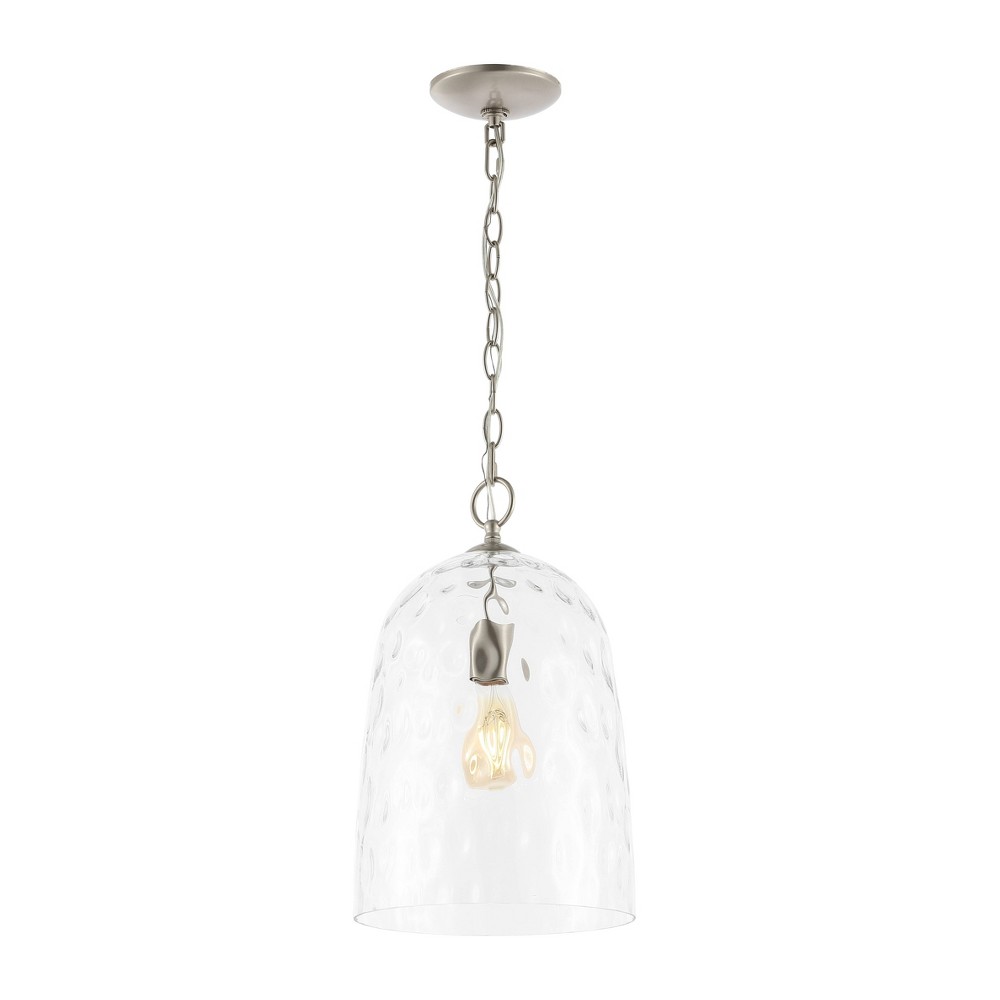 Photos - Chandelier / Lamp 10" Matilda Industrial Designer Iron/Dimple Glass Dome LED Pendant Nickel/