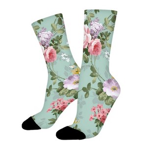 Vintage Floral Flowers Pattern Women Printed Crew Socks Funny Funky Socks Soft Polyester Novelty Gifts for Artists Men - 1 of 1