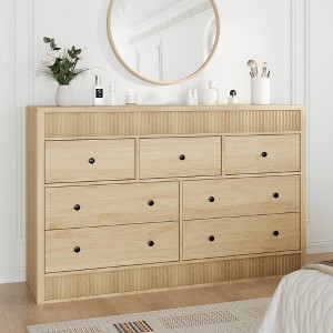 Dresser for Bedroom, Wooden Fluted Chest of Drawers, Modern Oak Storage Organizer - 1 of 4