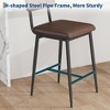 Set of 2 Counter-Height Bar Stools – PU Leather Seats with Backrests & Footrests (V615-3038, 2 Pcs) for Kitchen/Home Bars - 4 of 4