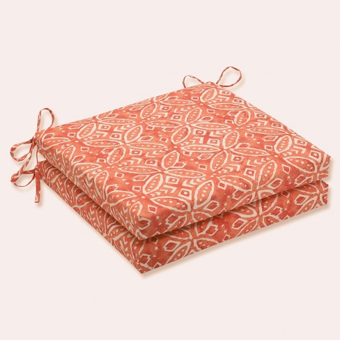 20" x 20" x 3" 2pk Merida Pimento Squared Corners Outdoor Seat Cushions Orange - Pillow Perfect: Weather-Resistant with Zipper Closure - image 1 of 4