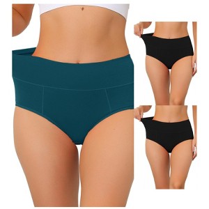 Allegra K Women's High Waist Available in Plus Size Tummy Control Briefs 3 Packs - 1 of 4