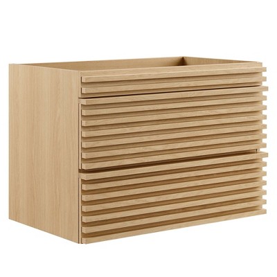 Modway Render 29" MDF Wood Wall-Mount Bathroom Vanity Cabinet in Oak