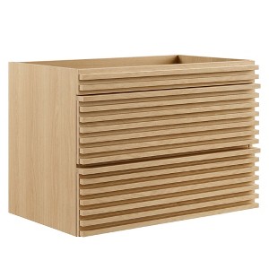 Modway Render 29" MDF Wood Wall-Mount Bathroom Vanity Cabinet in Oak - 1 of 4