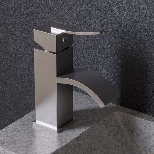 ALFI  AB1258-BN Brushed Nickel Square Body Curved Spout Single Lever Bathroom Faucet - 1 of 4