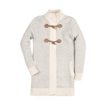 Hope & Henry Girls' Long Sleeve Toggle Sweater Coat with Zipper, Kids