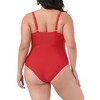 Agnes Orinda Women's Plus Size Ruched Padded Slimming V Neck High Waist One Piece Swimsuit - 4 of 4