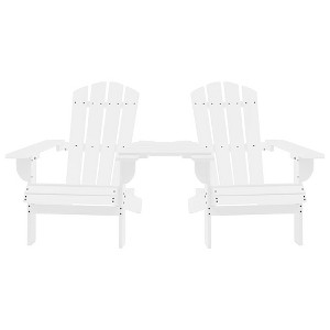 vidaXL Adirondack Chairs Patio Adirondack Chair with Tea Table Solid Wood Fir - White - 1 of 4