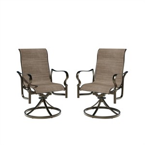 Mondawe Outdoor Cast Aluminum Swivel Rocking Chair with Textilene Seat and High Back (Set of 2) - 1 of 4