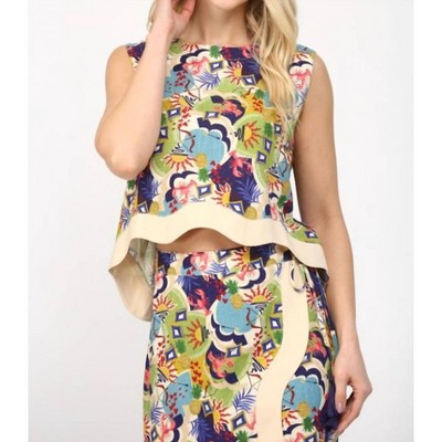 Women's Ric Rac Linen Trimmed Crop Top - Fate