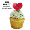 University of Hartford Primary Logo Heart Love Cupcake Picks Toppers Decoration Set of 6 - 3 of 4
