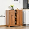 HOMCOM Retro Wine Cabinet for 6 Bottles, Wine Rack Sideboard Serving Bar with Glass Holders and 1 Drawer, Brown - 2 of 4